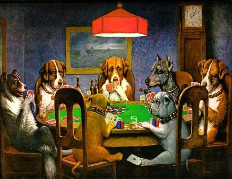 cachorros jogando poker