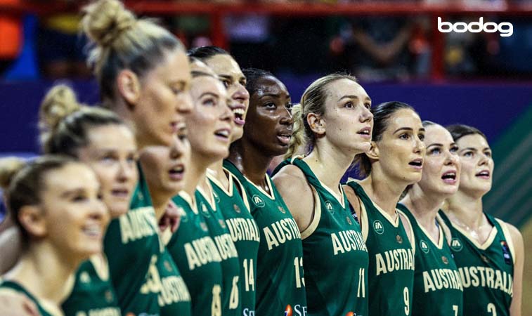 A equipe feminina da Austrália no basquete