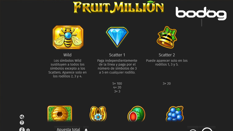 Reglas juego Fruit Million